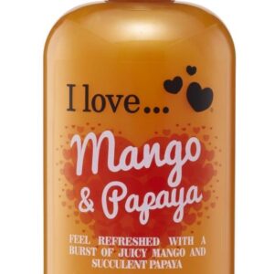 I LOVE Mango and Papaya Bath and Shower Cream - Hydrating Body Wash and Bubble Bath - with Natural Fruit Extracts and Provitamin B5-16.9 oz