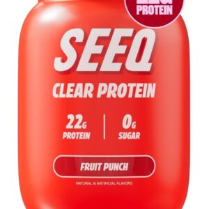 SEEQ Clear Protein Powder - Fruit Punch - 25 Servings - 22g Clear Whey Protein Isolate - Zero Sugar - 0g Lactose - Allergen Friendly - GLP1 Support - Bone Health - Muscle Post Workout Recovery