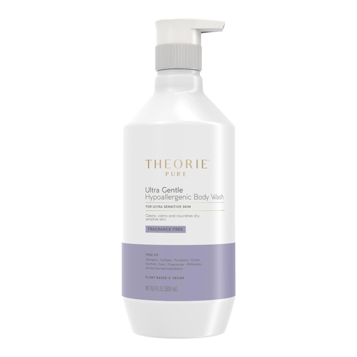 Theorie Hypoallergenic Body Wash - Made With Aloe Vera, Argan Oil, Sesame Oil & Marula Oil - Fragrance-Free - Suited for All Skin Types - Pump Bottle 500mL