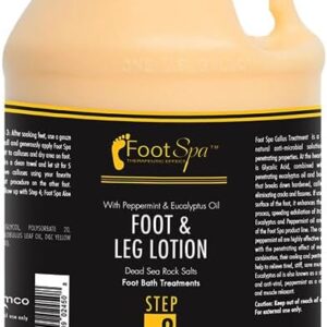 Foot SPA - Healing Therapy Massage Lotion,128 Oz - with Peppermint and Eucalyptus - Professional Pedicure, Body and Hot Oil Manicure, Infused with Natural Oils and Vitamins - Bulk, Refill Gallon