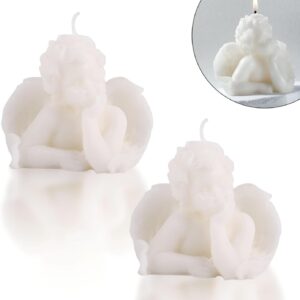 2 Pcs Angel Candle - Soy Scented Candles Aroma Soy Wax Candle Handmade Aesthetic Candle for Home Wedding Photo Prop Decor,Prefect for Meditation Stress Relief Mood Boosting Bath (2pcs Angel Candles)