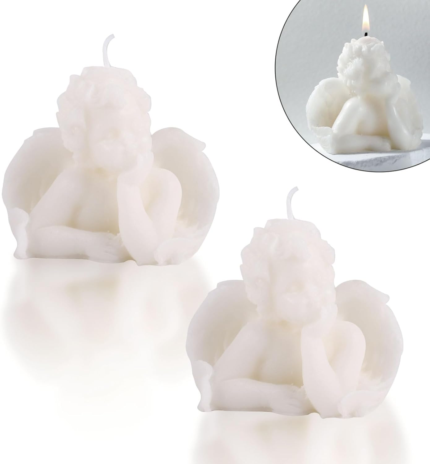 2 Pcs Angel Candle - Soy Scented Candles Aroma Soy Wax Candle Handmade Aesthetic Candle for Home Wedding Photo Prop Decor,Prefect for Meditation Stress Relief Mood Boosting Bath (2pcs Angel Candles)