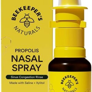 Beekeeper's Naturals Nasal Spray for Adults with Propolis, Xylitol & Saline, Clears Nasal Congestion, Moisturizes Sinus Canal, & Decongest Sinus Cavities, 1 fl oz