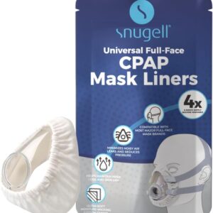 Snugell CPAP Mask Liners Full-Face (4-Pack) – White – Soft Cotton Fabric CPAP Skin Protector for Universal Fit – Reduces Skin Irritation, Air Leaks – Reusable & Washable for 6-Month Supply