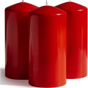 CANDWAX 3x6 inch Red Pillar Candle Set of 3 - Large Pillar Candles Red Perfect for Any Occasion - Long Burning Red Candles Unscented