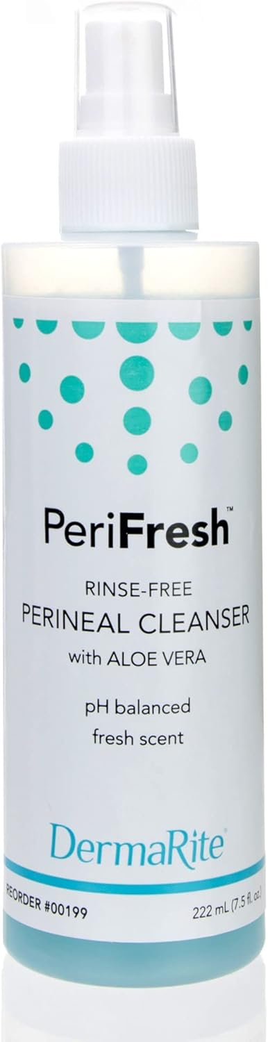 DermaRite's PeriFresh Rinse-Free Perineal Cleanser - Aloe Vera Enriched, pH-Balanced, Odor Neutralizing - 7.5 oz, 1 Count