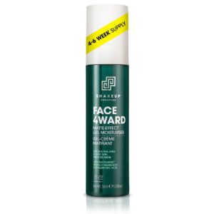 Mens Daily Moisturiser, Lightweight & Non-greasy, Reduces Shine, Fresh Subtle Scent. Vegan with Matmarine & Hyaluronic Acid, 50ml. Aka. FACE 4WARD MATTE-EFFECT GEL MOISTURISER