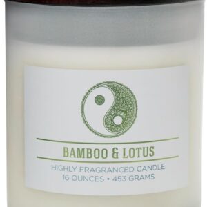 Bamboo Lotus Scented Jar Candle, Wellness Collection, Relaxing Aromatherapy Candle, 2 Wick White Jar Soy Blend Wax Candle for Home, 60hr Burn, 16 oz - USA Poured