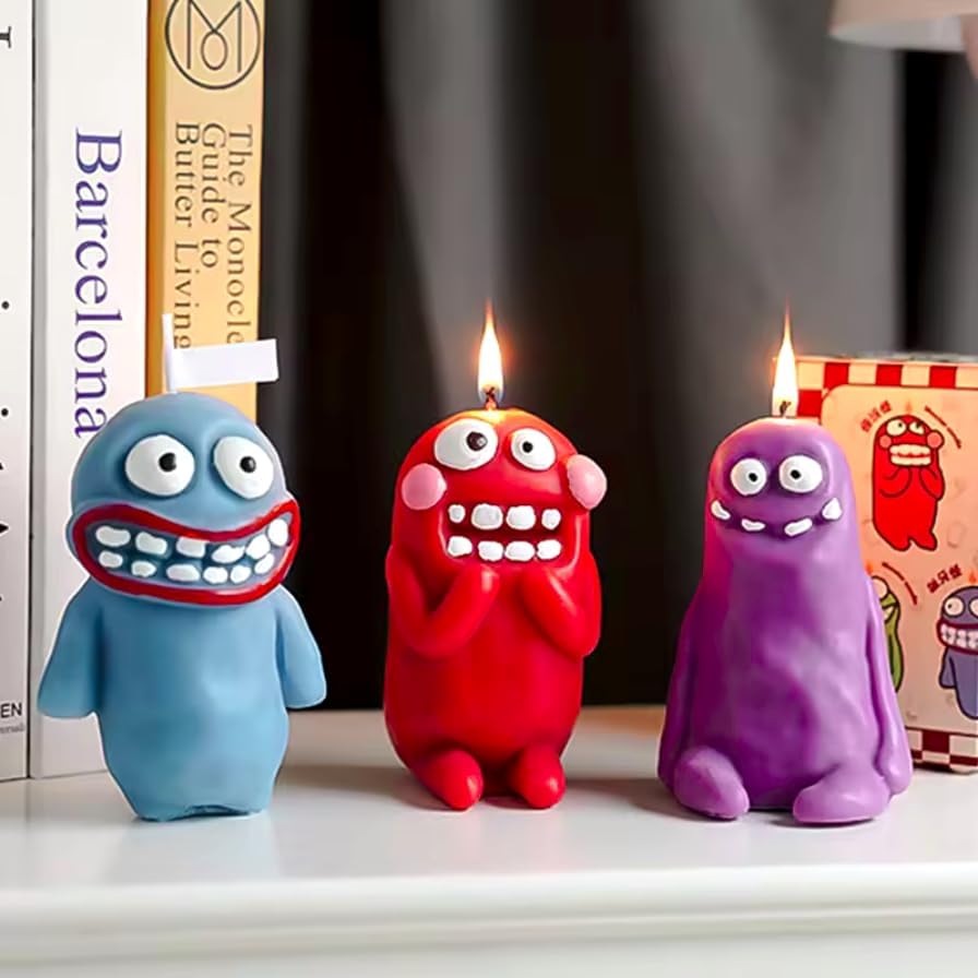 3 Pcs Monster Candles, Happy Birthday Cake Scented Funny Candle, Cute Decor for Party for Women and Men, Cool and Unique Presents idea for mom Brother and Sister - Image 5