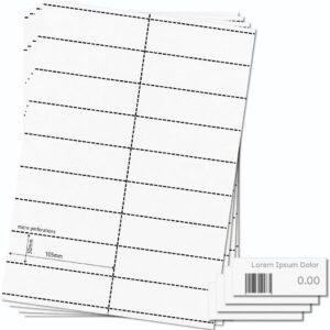 Shelf Edge Barcode Price Ticket Labels 18-up [25 Sheets - 450 Pack] 30x105mm Custom Printable A4 Card Micro Perforated Non-Adhesive Merchandise Tag with Free Downloadable Design Template