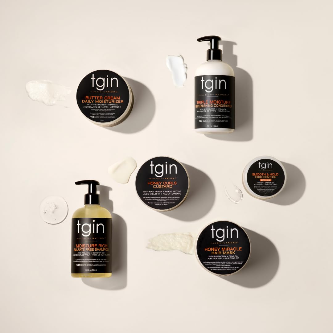 tgin Moisturizing Shampoo & Conditioner Duo for Curly, Coily and Wavy Hair, Sulfate Free, Moisturizes and Detangles Dry Hair, 13 oz (Set) - Image 9