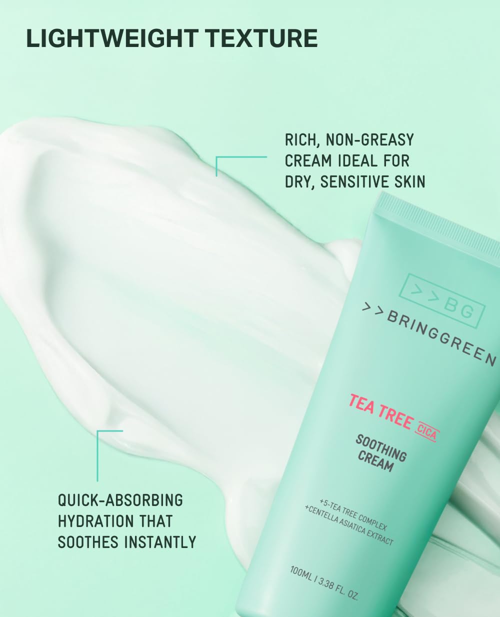 BRING GREEN Tea Tree Cica Soothing Cream Plus 100ml Moisturizer for Skin and Pore Care - Image 8