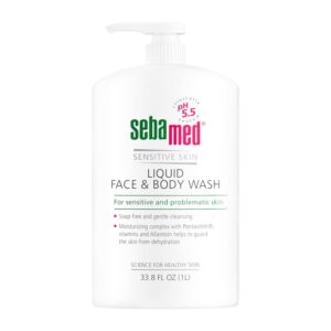 Sebamed Liquid Face and Body Wash for Sensitive Skin, pH 5.5, Mild Gentle Hydrating Cleanser, Hypoallergenic Body Wash for Men and Women, Dermatologist Recommended, 33.8 Fluid Ounces (1 Liter)