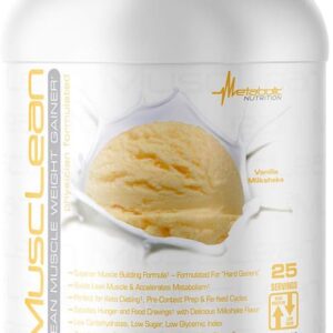 Metabolic Nutrition - Musclean - Milkshake Weight Gainer, Whey High Protein Meal Replacement, Maintenance Nutrition, Low Carb, Keto Diet, Digestive Enzymes, Vanilla, 2.5 Pound (25 ser)