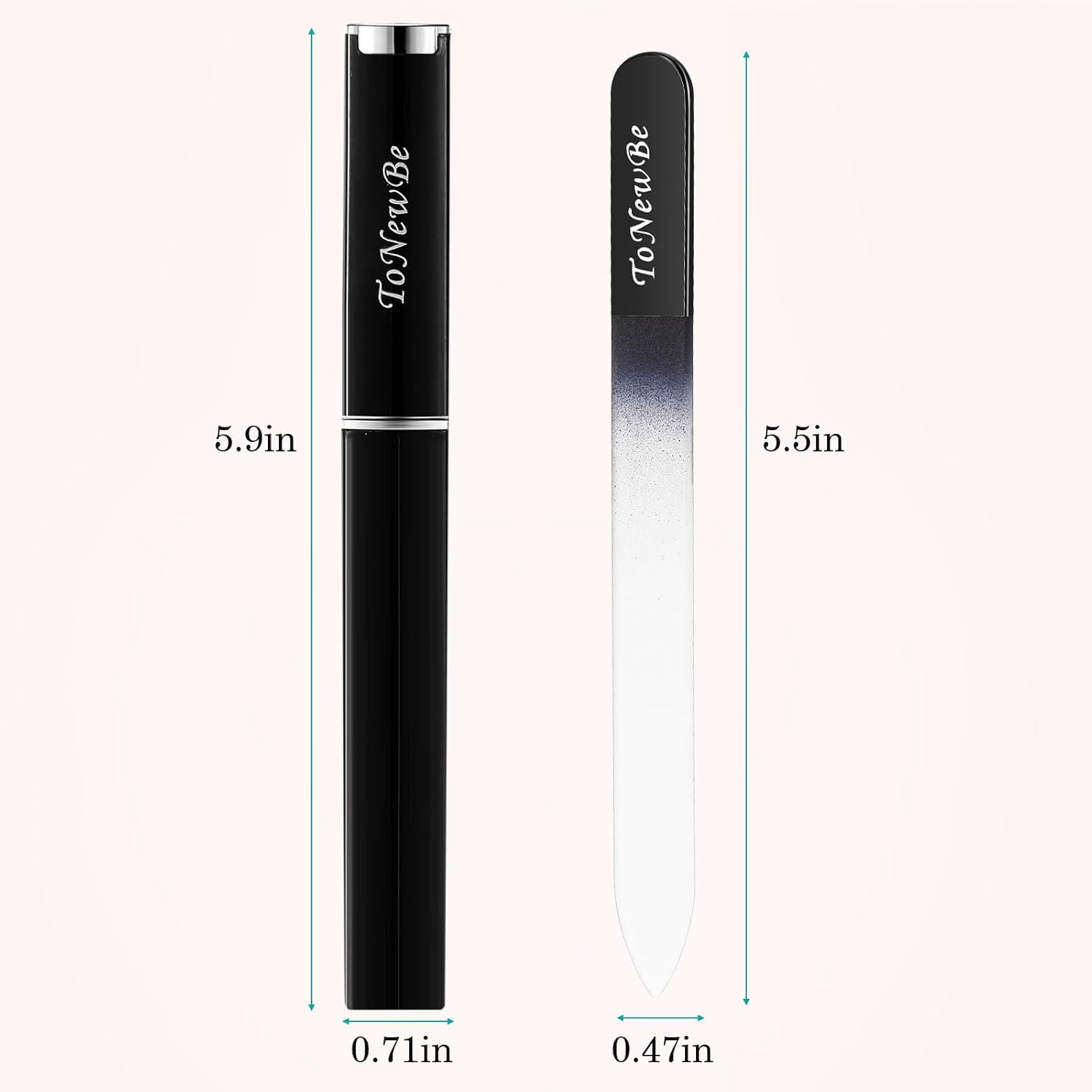 Glass Nail File in Case, Glass Fingernail File, Christmas Gifts Stocking Stuffers, Double-Sided Etched Crystal Nail File for Nail Art & Nail Care(Black) - Image 3