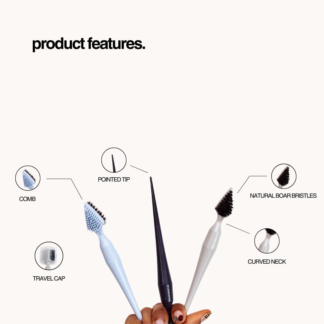 Charcoal 3-in-1 Hair Brush Edge Styler for Taming Flyaways and Brows - Image 4