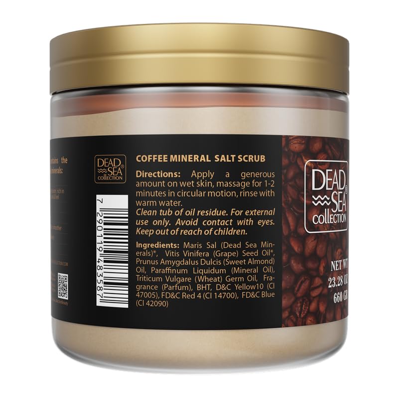 Dead Sea Collection Coffee Scented Salt Body Scrub - Large 23.28 OZ - with Pure Oils and Dead Sea Minerals - Image 8