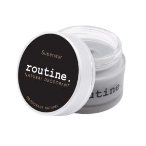 Routine. Natural Deodorant (2 Fluid Oz.) SuperStar, for Extra Sensitive Skin Activated Charcoal Fomula for Women and Men |Tonka, Sage, Cardamom & Rosalina (Cream Jar Formula)