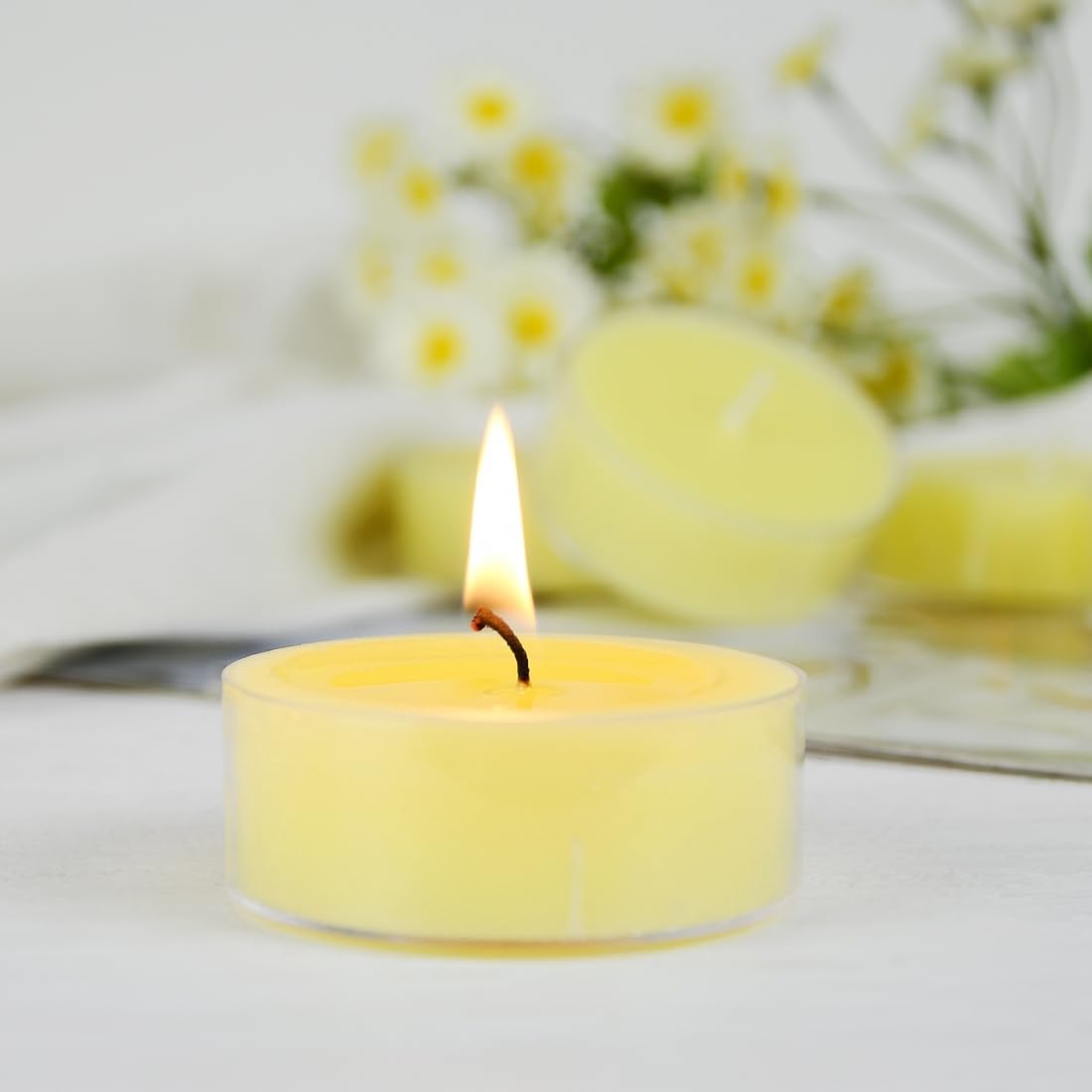 Scented Tea Light Candle 6 Pack, 8 Hour Extended Burn Time, 100% Natural Soy Wax NoSmokeless Tea Warmer Candles Tealight Candles for Decor Holidays, Room Ambiance, Aromatherapy Relaxing (Lemon) - Image 6