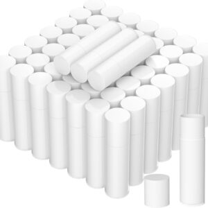 BPA Free Empty Lip Balm Tubes Bulk, 50 Count with Leak-proof Caps (White, 50Pcs)