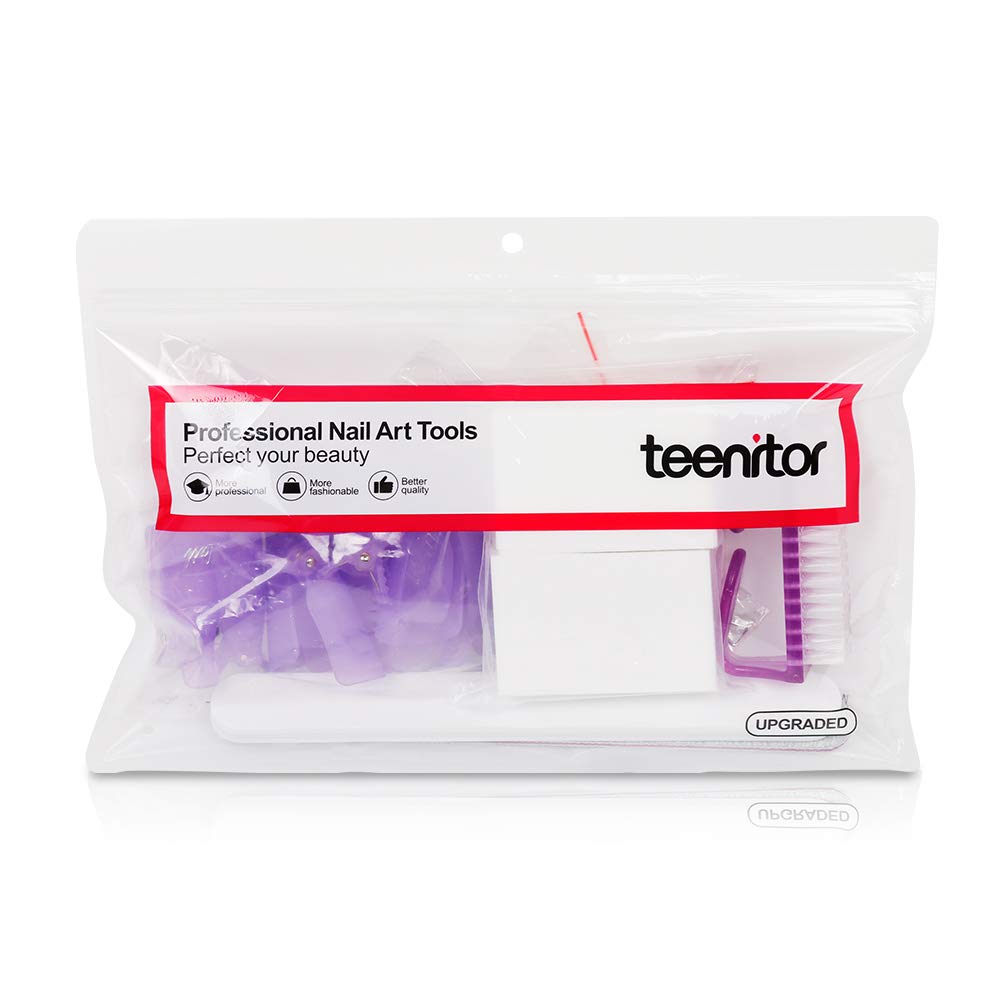 Teenitor 6 Pack Gel Polish Remover Kit with Clips Pads and Brushes Purple - Image 8