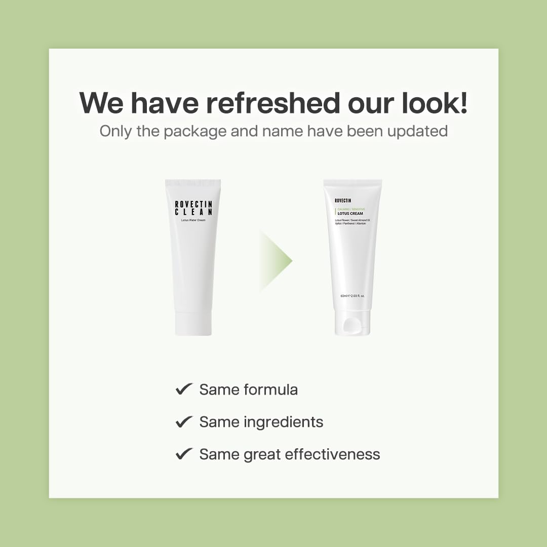 ROVECTIN Calming Lotus Water Cream - Lightweight Moisturizer Face Cream for Oily, Combination Skin | 75% Lotus Water Extract For Skin Purifying, Anti-Aging | Vegan Korean Skincare (2.1 fl.oz, 60ml) - Image 7