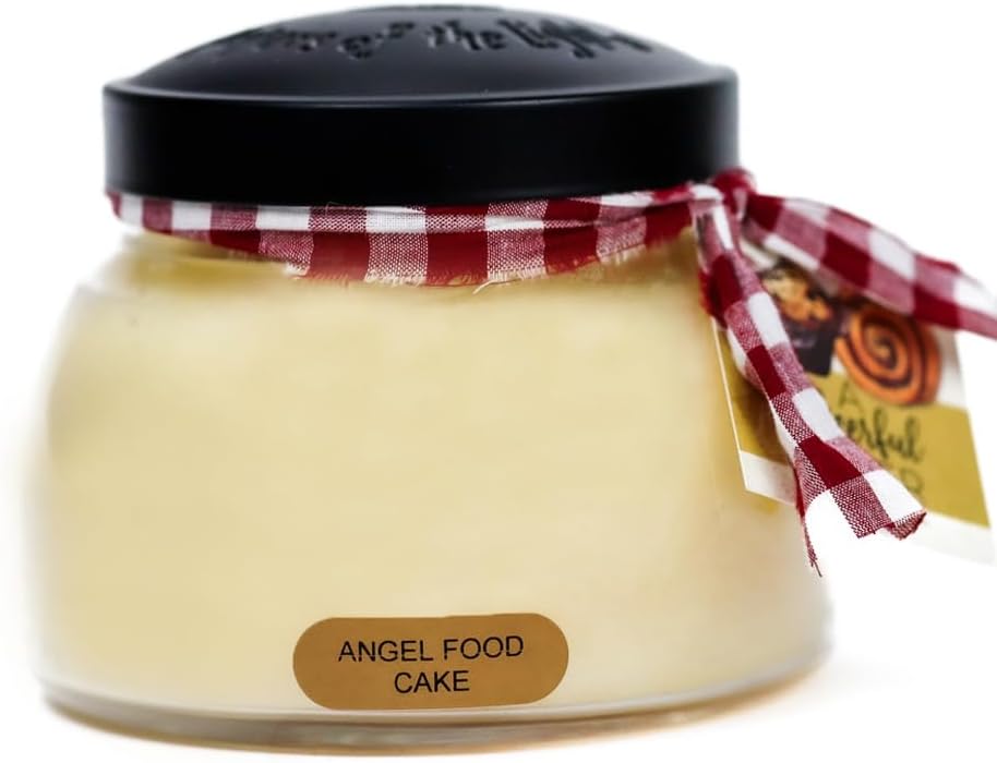 A Cheerful Giver - Angel Food Cake - 22oz Mama Scented Candle Jar with Lid - Keepers of The Light - 125 Hours of Burn Time, Gift for Women, White