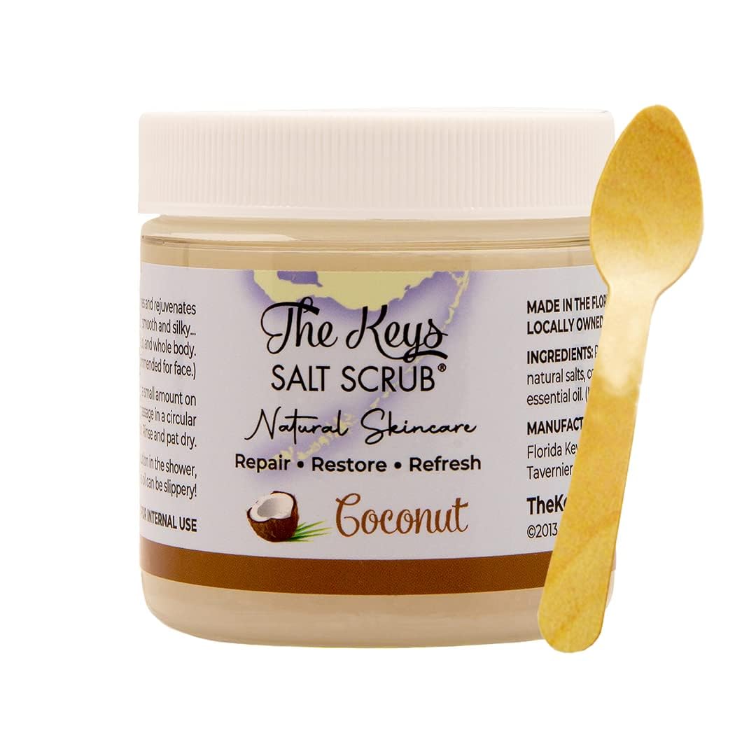 Exfoliating Coconut Sea Salt Body Scrub for All Skin Types with Wooden Spoon 3.4oz - Image 2