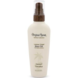 Original Sprout Luscious Island Hair Oil for All Hair Types, Non-Greasy & Lightweight Formula with Coconut & Linseed Oil, Helps Hydrate & Tame Frizz, Vegan and Sulfate Free, Travel Size, 3 fl oz