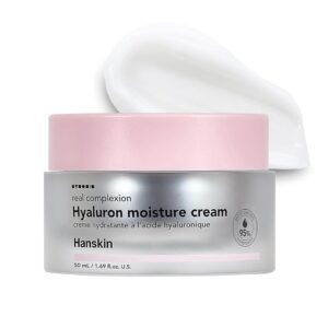 Hanskin Real Complexion Hyaluronic Moisture Cream,Hyaluronic Acid Moisturizer with Niacinamide Vitamin E Moisturizing Lotion for Sensitive and Dry Skin Korean Skincare 1.69 fl.oz.
