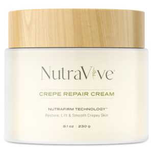 NutraVive Crepe Repair Cream – Anti-Aging Crepey Skin Treatment, 8.1 Oz – Restore, Lift, Tighten & Smooth Loose Skin – Collagen Boosting Body, Neck & Facial Repair Cream