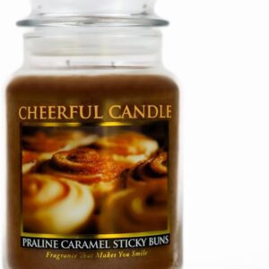A Cheerful Giver — Praline Caramel Sticky Buns - 24oz Large Scented Candle Jar with Lid - Cheerful Candle - 135 Hours of Burn Time, Christmas Gift for Women, Brown