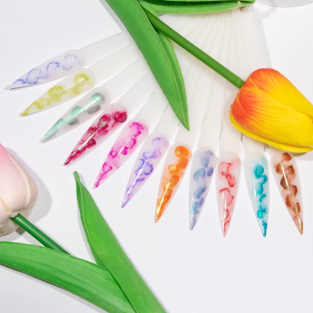 Blooming Watercolor Ink Nail Polish Marble Nail Polish Flower Blossom Nails for Spreading Marble Effect Manicure 12 Colors 7ml(0.25fl oz) - Image 7