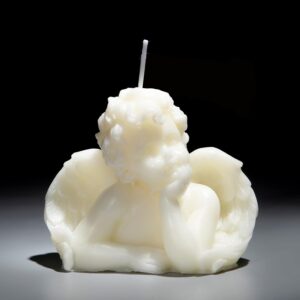 Nuanchu 2 Pieces Eclectic Angel Decor for Home Angel Candle Soy Scented Candle Wax Vegan Candle White Angel Candle Girly Home Decoration Pink Home Aesthetic for Trendy Bedroom Decorative(White)