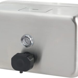 Heavy Duty Stainless Steel Wall Mount Soap Dispenser, 1100ml/37oz, with Corrosion Proof Lining and Anti-Leak Pump for Commercial & Home Bathroom Kitchen (Horizontal)