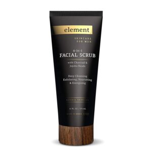 Element Charcoal & Jojoba Beads Men's Exfoliating Face Scrub - Dermatologist Tested, Removes Dead Skin Cells, Deep Cleansing Scrub - Clean Beauty, Cruelty-Free Korean Skincare - All Skin Types - 5 oz