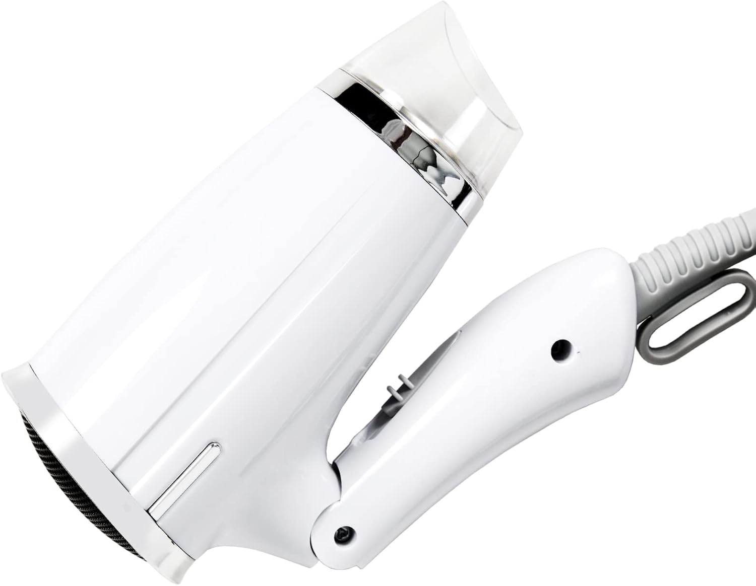 White Compact Folding Travel Hair Dryer 8x7 Inch Lightweight Mini Design Low Noise Heat Settings - Image 8