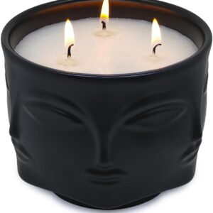 20 oz Black Buddha Head Aromatherapy Candle, Lavender Scent, 3-Wick Soy Wax Candle for Relaxation and Meditation, Decorative Candle for Home Décor, Stress Relief Candle