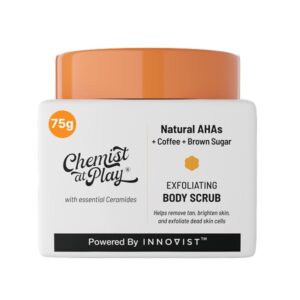 Exfoliating Body Scrub For Removing Tan & Dead Skin Cells | Rough & Bumpy Skin, Tanned & Pigmented Skin | For Smooth, Soft & Bright Skin | Natural AHAs | Coffee 2.6 fl oz.