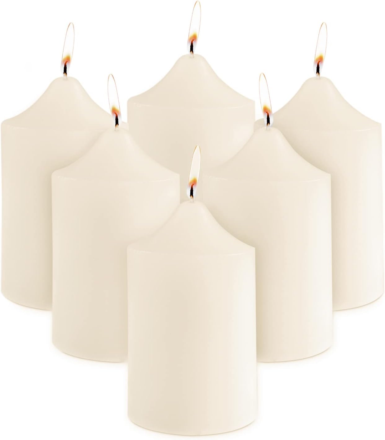 Super Z Outlet 2 x 3 Unscented Ivory Pillar Candles for Weddings, Home Decoration, Relaxation, Smokeless Cotton Wick. Set of 6