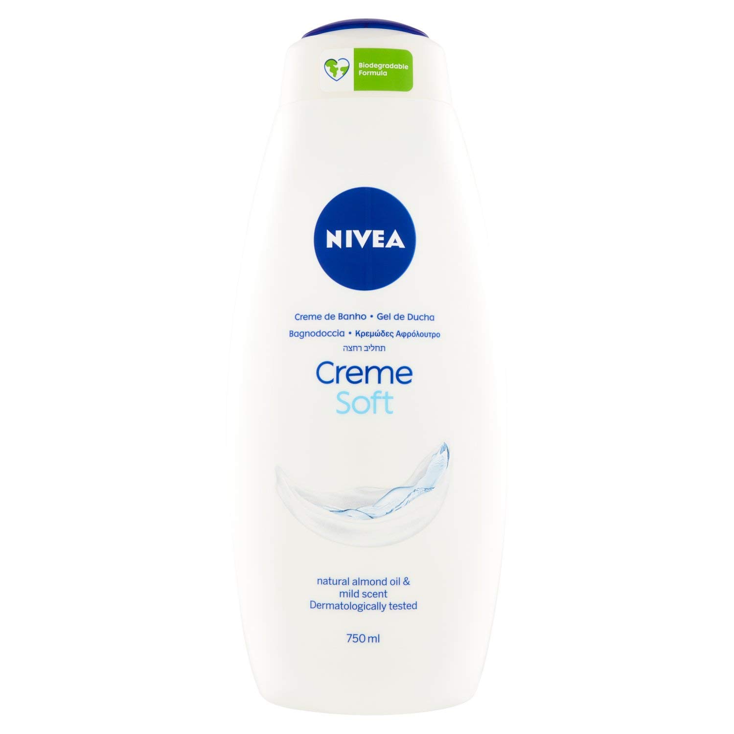 Nivea Body Wash - Creme Soft - With Almond Oil - Net Wt. 25.36 FL OZ (750 mL) Per Bottle - One (1) Bottle