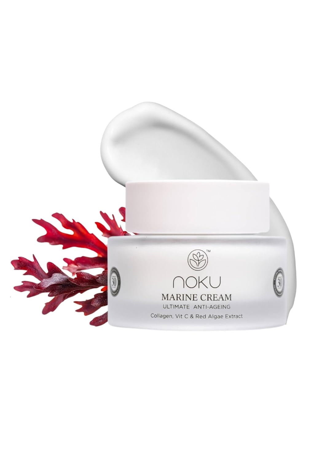 Noku Marine Cream | Award Winning | Vegan & Cruelty-Free - Red Algae Extract with Vegan Collagen, Vitamin C & Argireline Peptides for Hyperpigmentation, Anti-Aging, and Hydration.