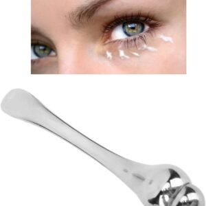 Eye Cream Applicator Tool,Metal Eye Cream Applicator Roller Wand Stick, Silver Zinc Alloy Eye Cream Spatula Scraping Massage Tool for Reducing Puffiness Wrinkle Dark Circles