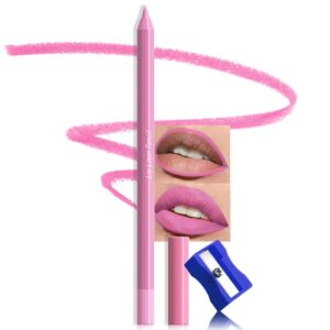 evpct 1Pcs Rose Pink Matte Long Lasting Lip Liner Pencils Makeup for Shaping & Sculpting Lips, No Transfer Long Wear Waterproof Pigmented Lip Liner lipliners Crayon Lipstick Pencil Sharpener 16