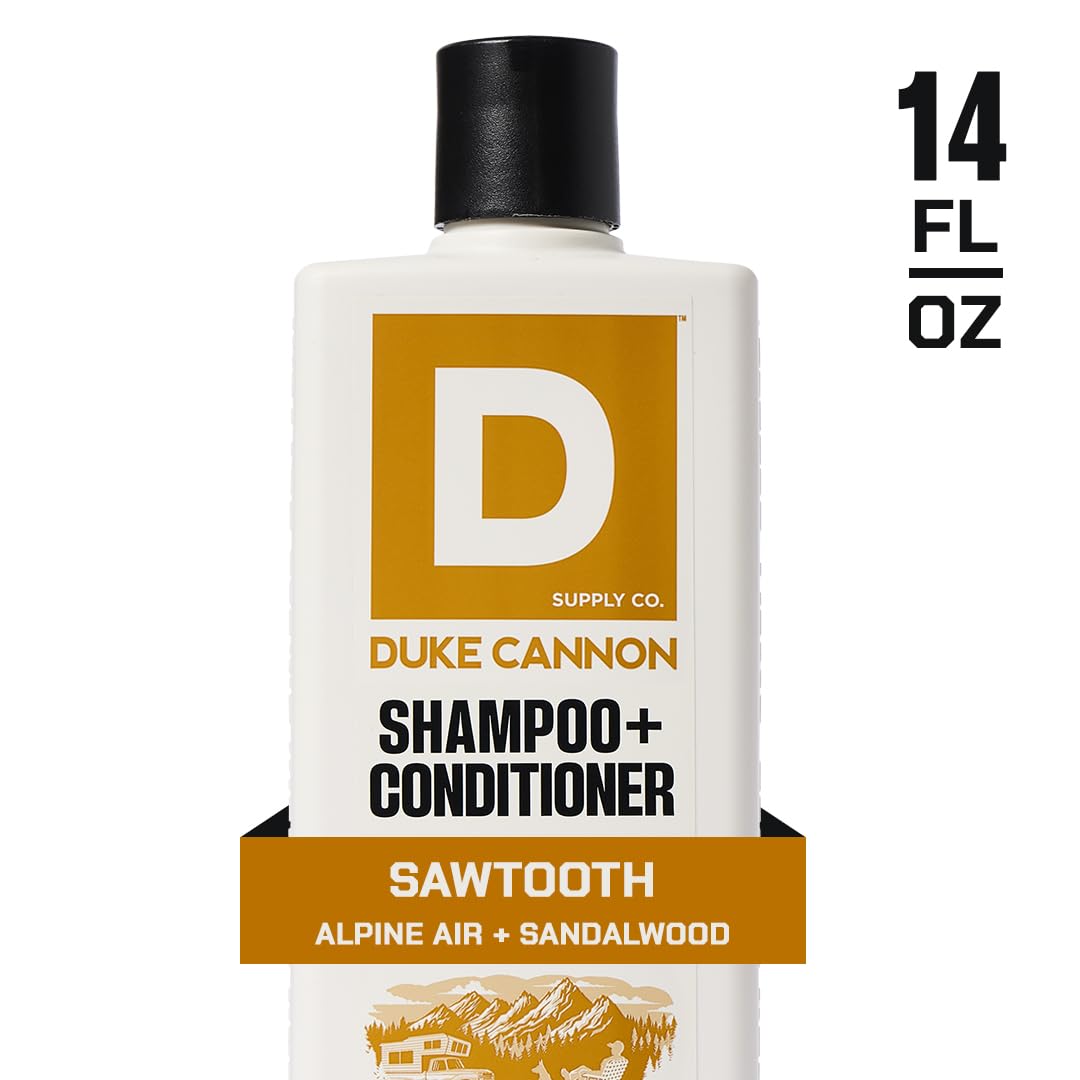 Duke Cannon Supply Co. 2-in-1 Hair Wash - Masculine Scent - Gentle Cleansing Hair Wash For Men - Stimulating Hair Shampoo & Conditioner - Strengthens Hair - Sawtooth Shampoo/Conditoner (14 oz) - Image 4