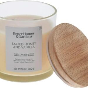 Better Homes & Gardens 12oz Salted Honey & Vanilla Scented 2-Wick Ombre Jar Candle, Cream. (Pack of 2)