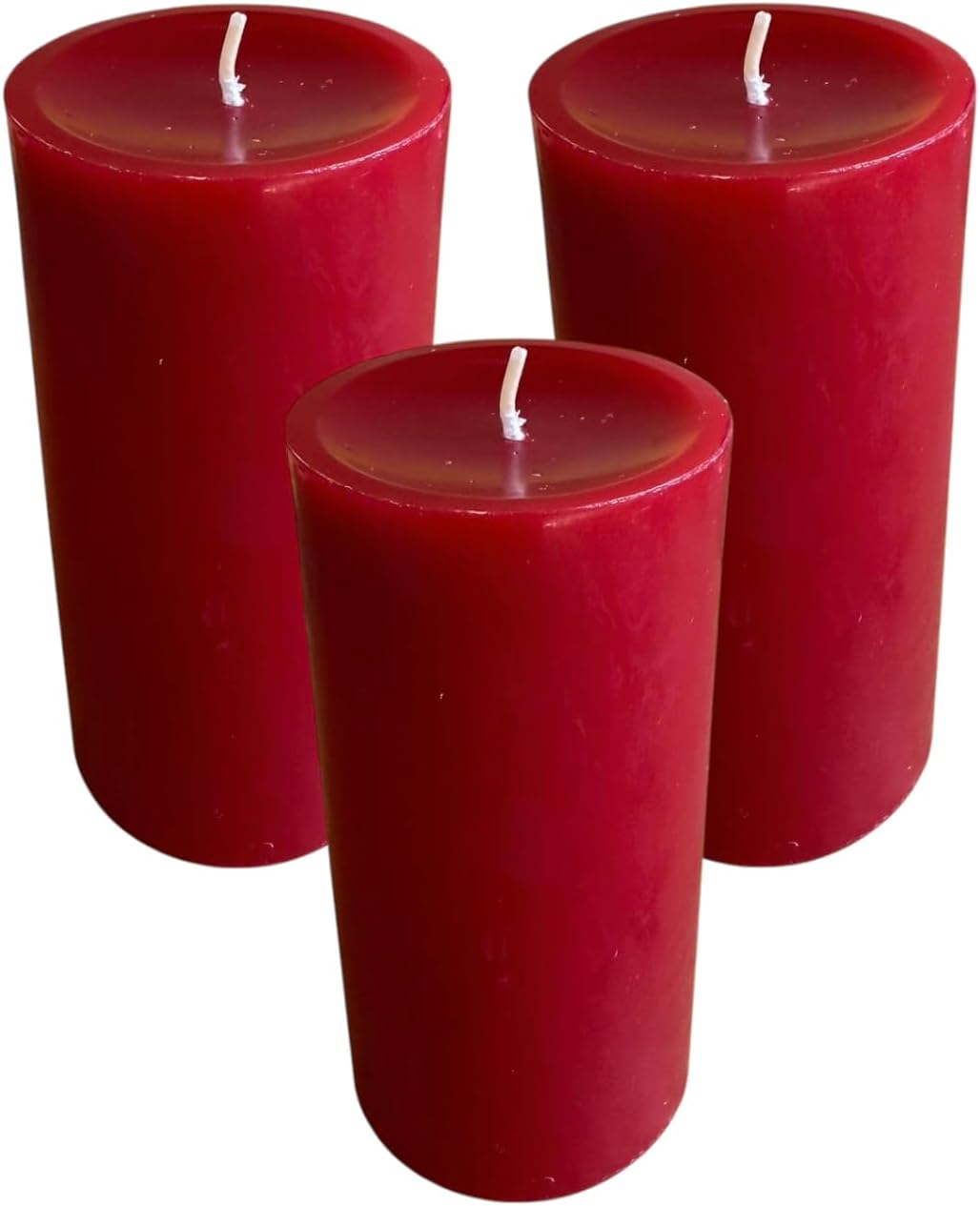 Mister Candle Red 3x6 Inch Dripless Unscented Pillar Candles Set of 3 for Home Decor 80 Hour Burn Time - Image 7