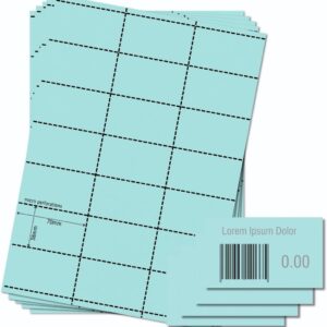 Shelf Edge Blue Barcode Price Ticket Labels 21-up [25 Sheets - 525 Pack] 38x70mm Custom Printable A4 120gsm Card Micro-Perforated Non-Adhesive Merchandise Tag Includes Design Template
