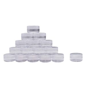 50 Pieces 10 Gram 10ml Empty Plastic Cosmetic Containers Clear Round Sample Pot Jar Screw Cap Lid for Nail Powder Lip Balm Eyeshadow Cream Lotions-BPA Free Travel Makeup Samples Storage