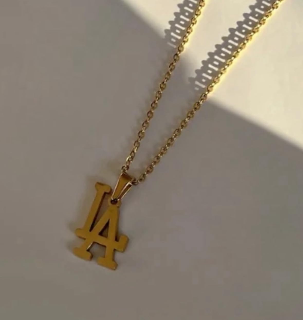 Los Angeles Necklace 18K Gold Plated Stainless Steel Pendant Necklace LA Link Chain L.A Pendant High Polished Finish Gift Idea - Image 6